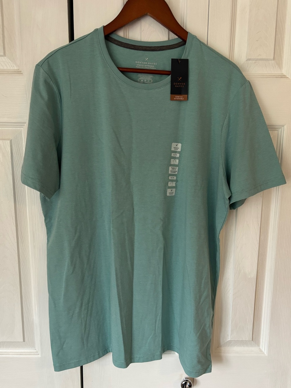 Denver Hayes Men’s Teal Modern Fit Stretch T Shirt Size XL